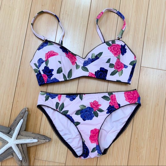 Seafolly Swim Seafolly Two Piece Floral Roses Bikini Set Us 6